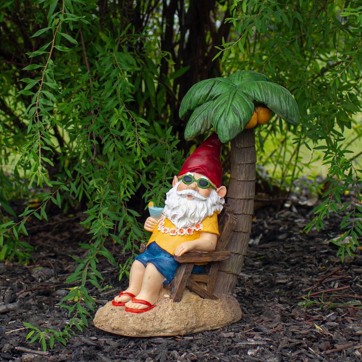 Northlight Seasonal Tropical Gnome w/ Palm Tree Garden Statue