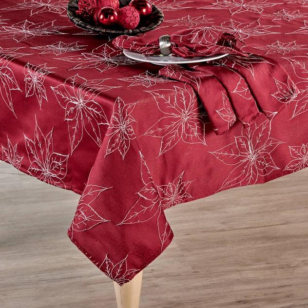 Poinsettia Woven Tablecloth