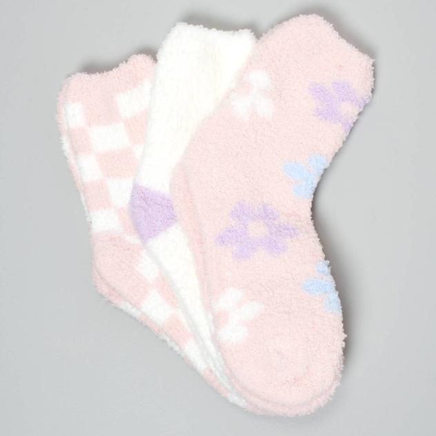 Girls Nine West 3pk. Flower & Checkered Cozy Socks