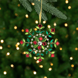 Northlight 6.5in. Gem Stone Flowers Snowflake Christmas Ornament