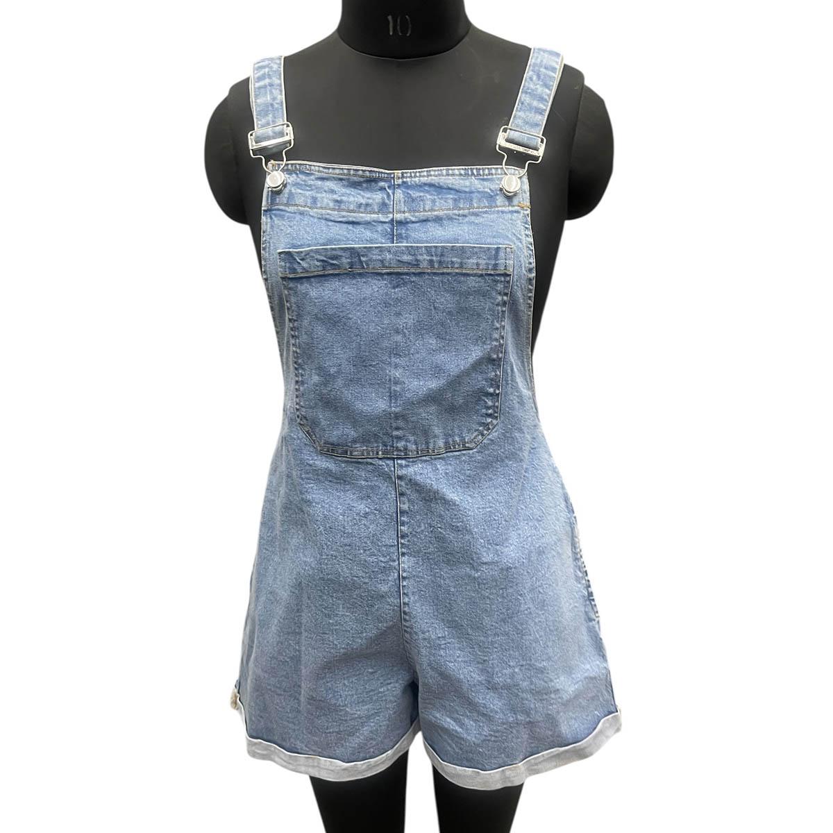 Womens Maternity Times Two Denim Overalls Shorts