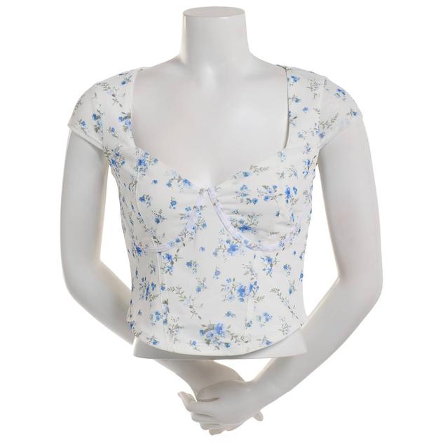 Juniors Madden Girl Mesh Open Tie Back Soft Corset Blouse