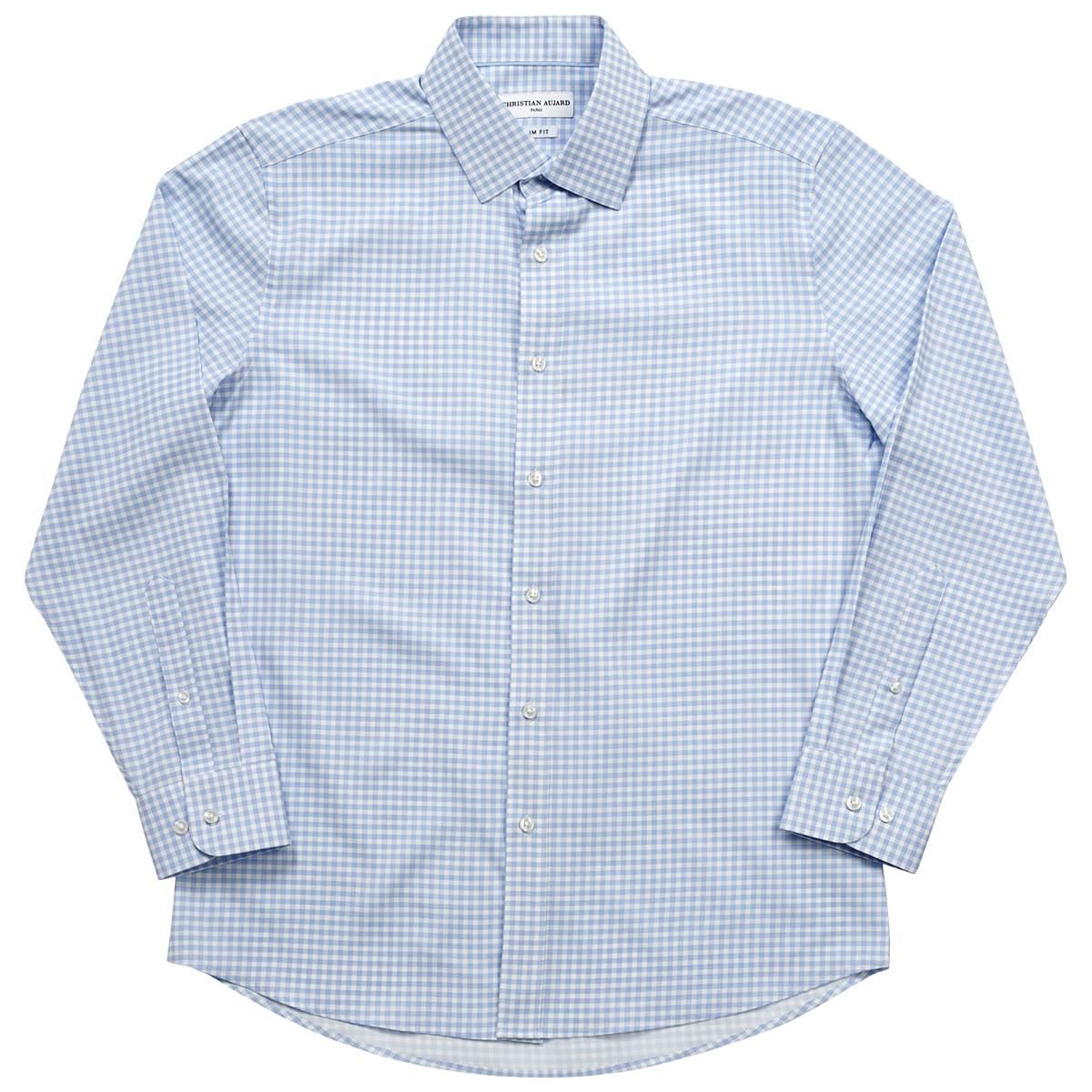 Mens Christian Aujard Slim Fit Plaid Dress Shirt - White/Blue