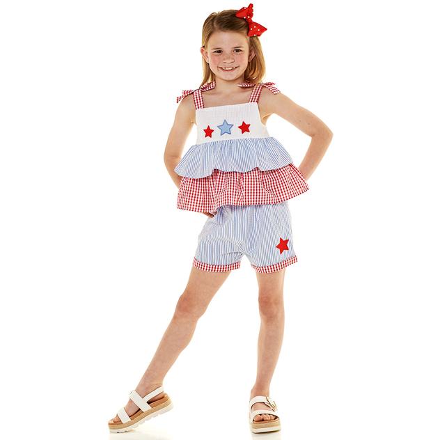 Girls (4-6x) Rare Editions 2pc. Americana Stars Seersucker Set