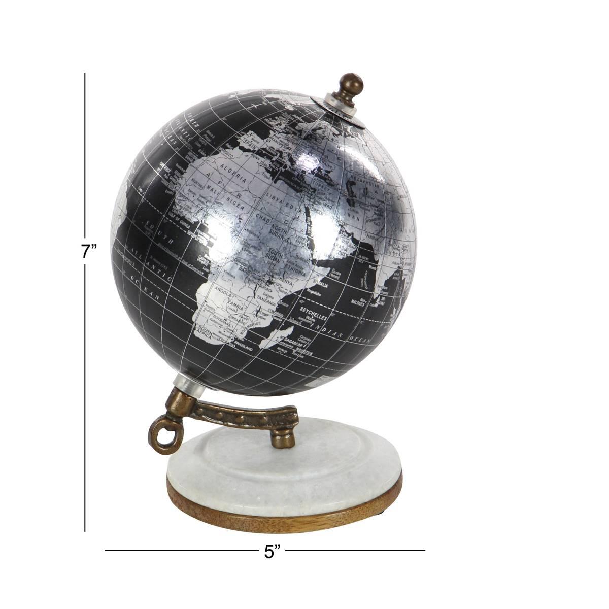 9th & Pike® Black Marble And Metal Modern World Globe