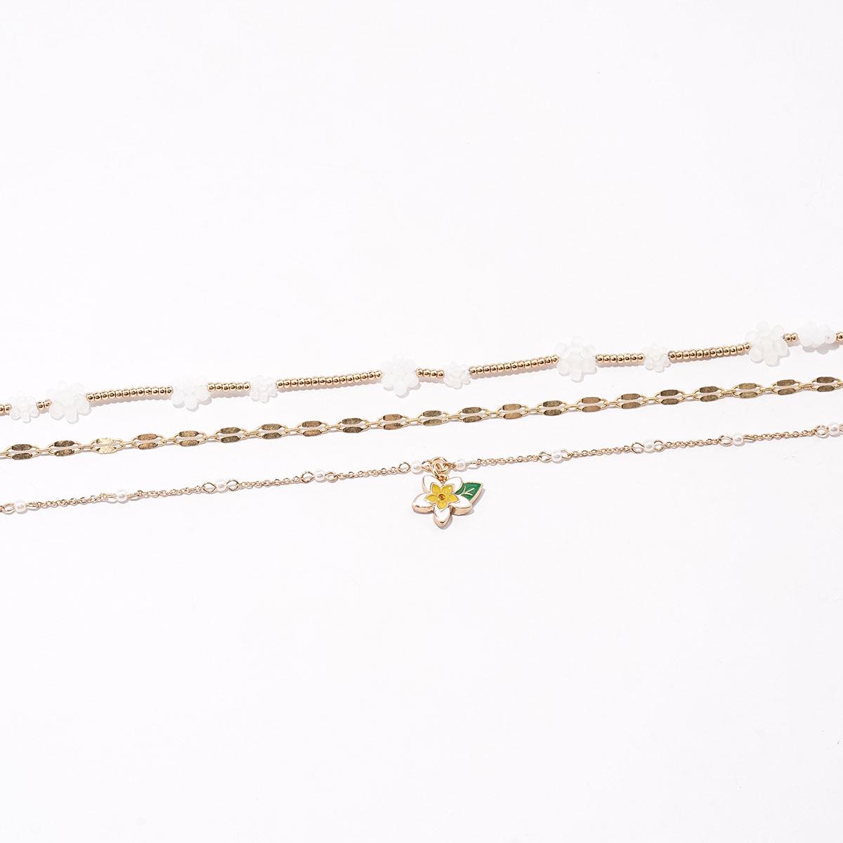 Ashley 3pc. Shiny Gold-Tone Floral Anklet with Flower Charm