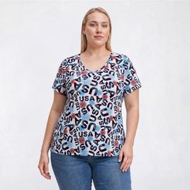 Plus Size Runway Ready Americana USA Short Sleeve V-Neck Tee