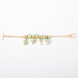 Napier Gold-Tone & Green Sealie Charm Bracelet
