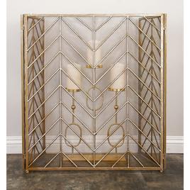 9th & Pike® Contemporary Brass Metal Fireplace Screen