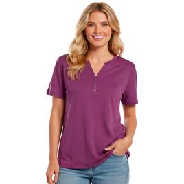 Petite Hasting & Smith Short Sleeve Solid Henley Tee