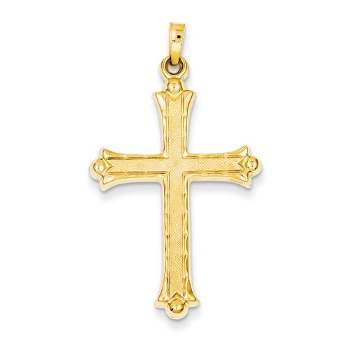 Unisex Gold Classics™ 14kt. Fleur De Lis Hollow Cross Pendant