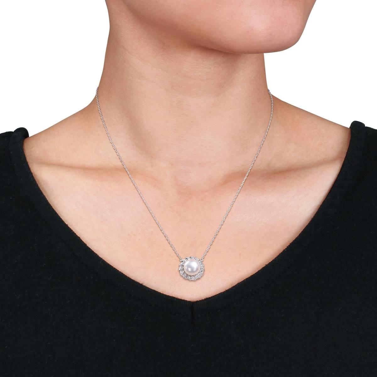 Gemstone Classics™ Pearl & Sapphire Halo Pendant