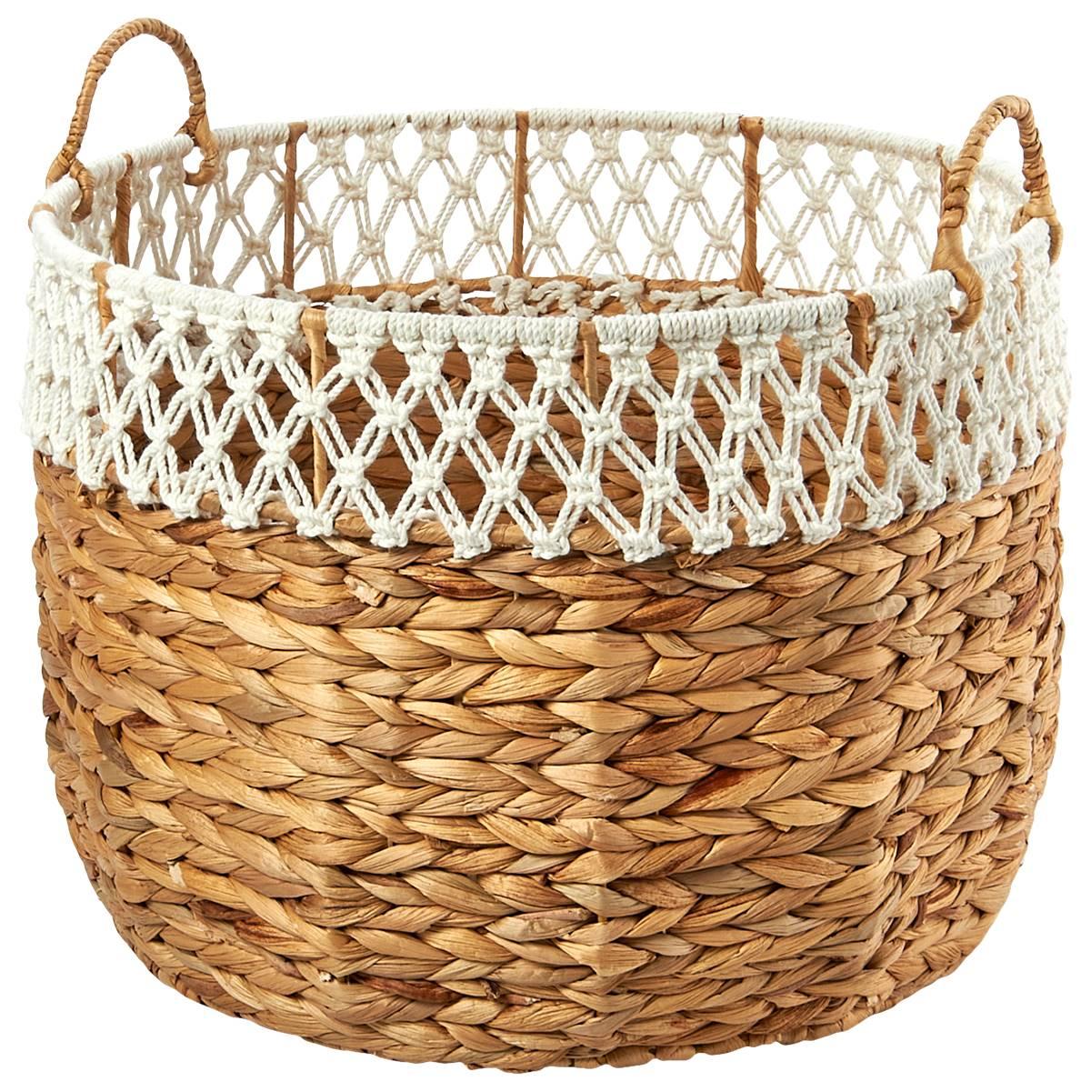 Baum Brothers Large Arrow Weave Water Hyacinth Basket - Natural