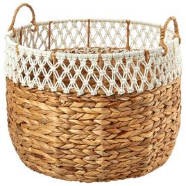 Baum Brothers Large Arrow Weave Water Hyacinth Basket - Natural