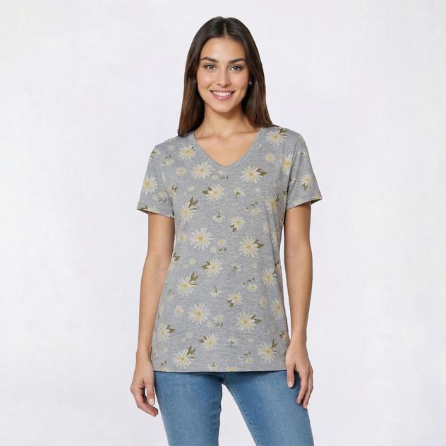 Plus Size Architect® Short Sleeve V Neck Daisy Tee
