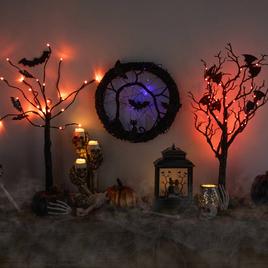 Northlight Seasonal 13in. LED Twig Halloween Wreath with Bats