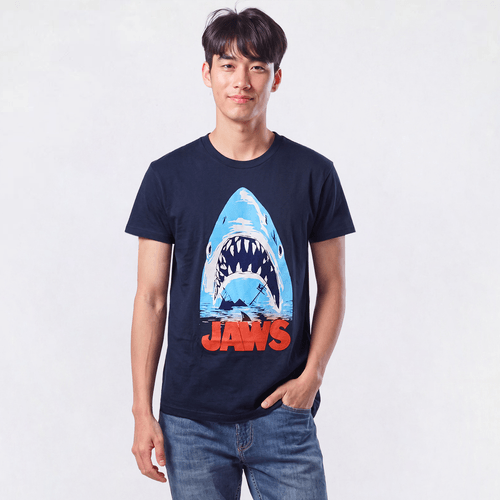 Young Mens Jaws Short Sleeve Graphic Tee - Navy