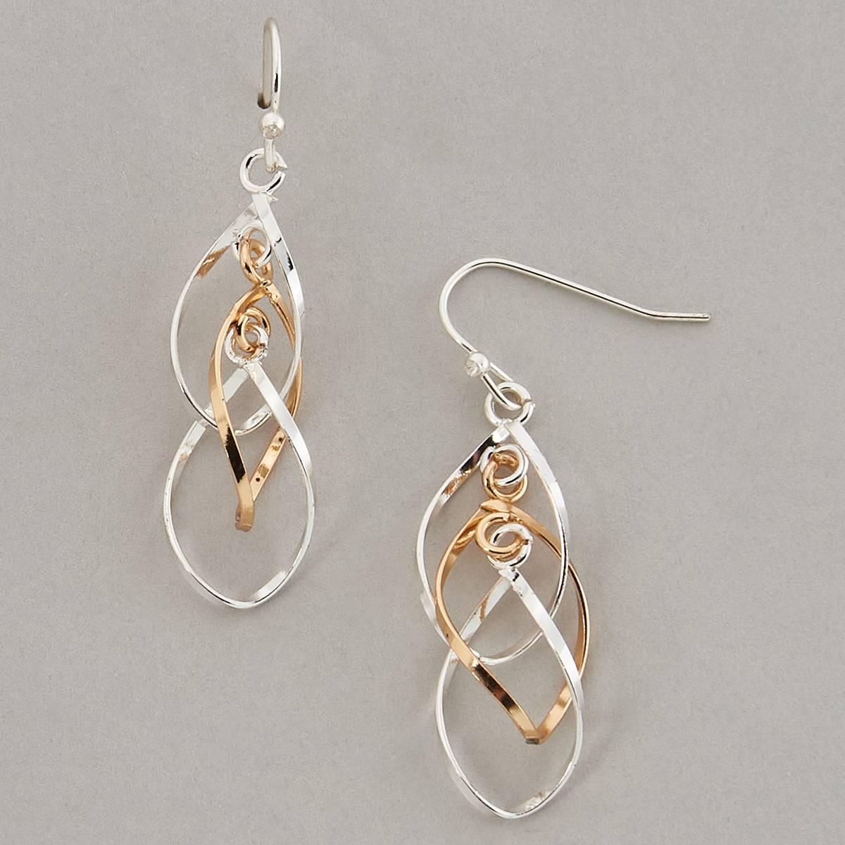 Design Collection Two-Tone Spiral Drop Earrings