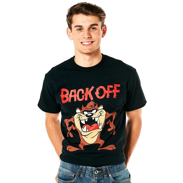 Young Mens Looney Tunes Taz Back Off Short Sleeve Graphic Tee