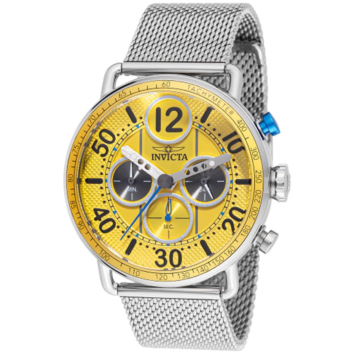 Mens Invicta Speedway Yellow Dial Quartz Watch - 49374
