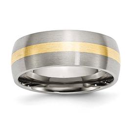 Mens Gentlemen's Classics(tm) Steel 14kt. Yellow Inlay Band