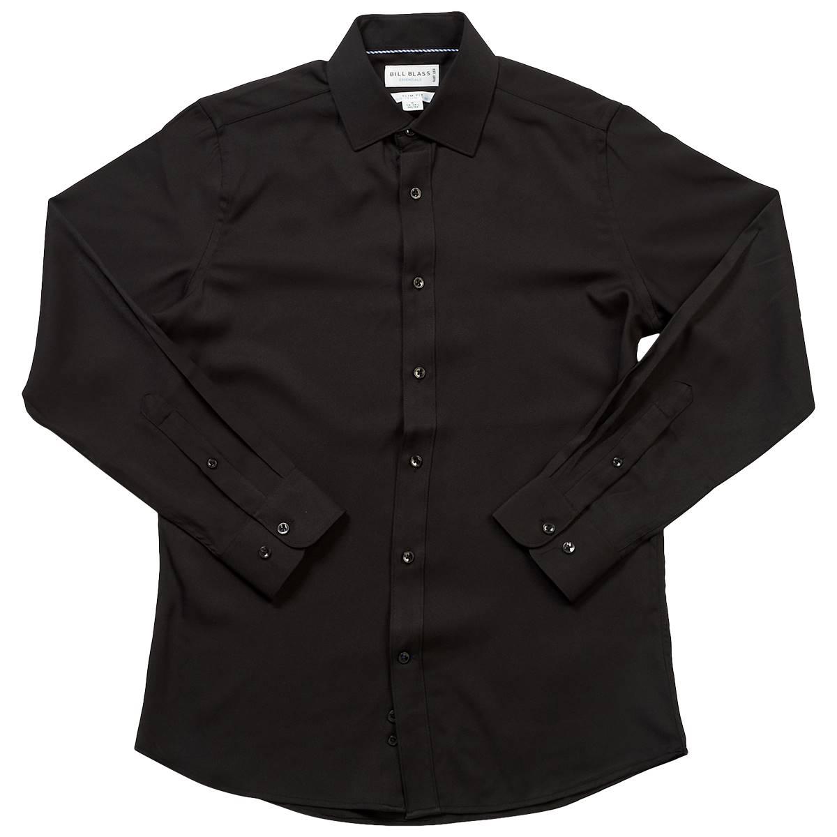 Mens Bill Blass Stretch Twill Slim Fit Dress Shirt - Black