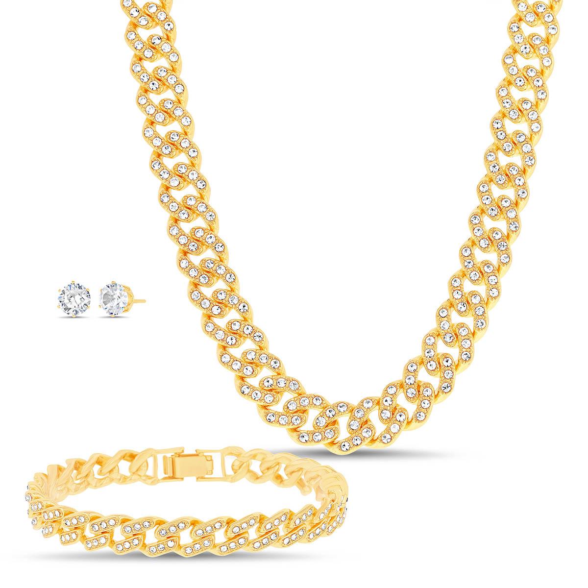 Mens Gentlemen''s Classics Crystal Bracelet/Earring/Necklace Set