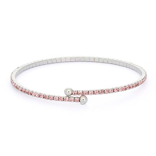 Rhodium Plated Light Rose Crystal Flex Coil Bracelet