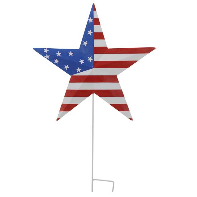 American Flag Star Metal Garden Stake