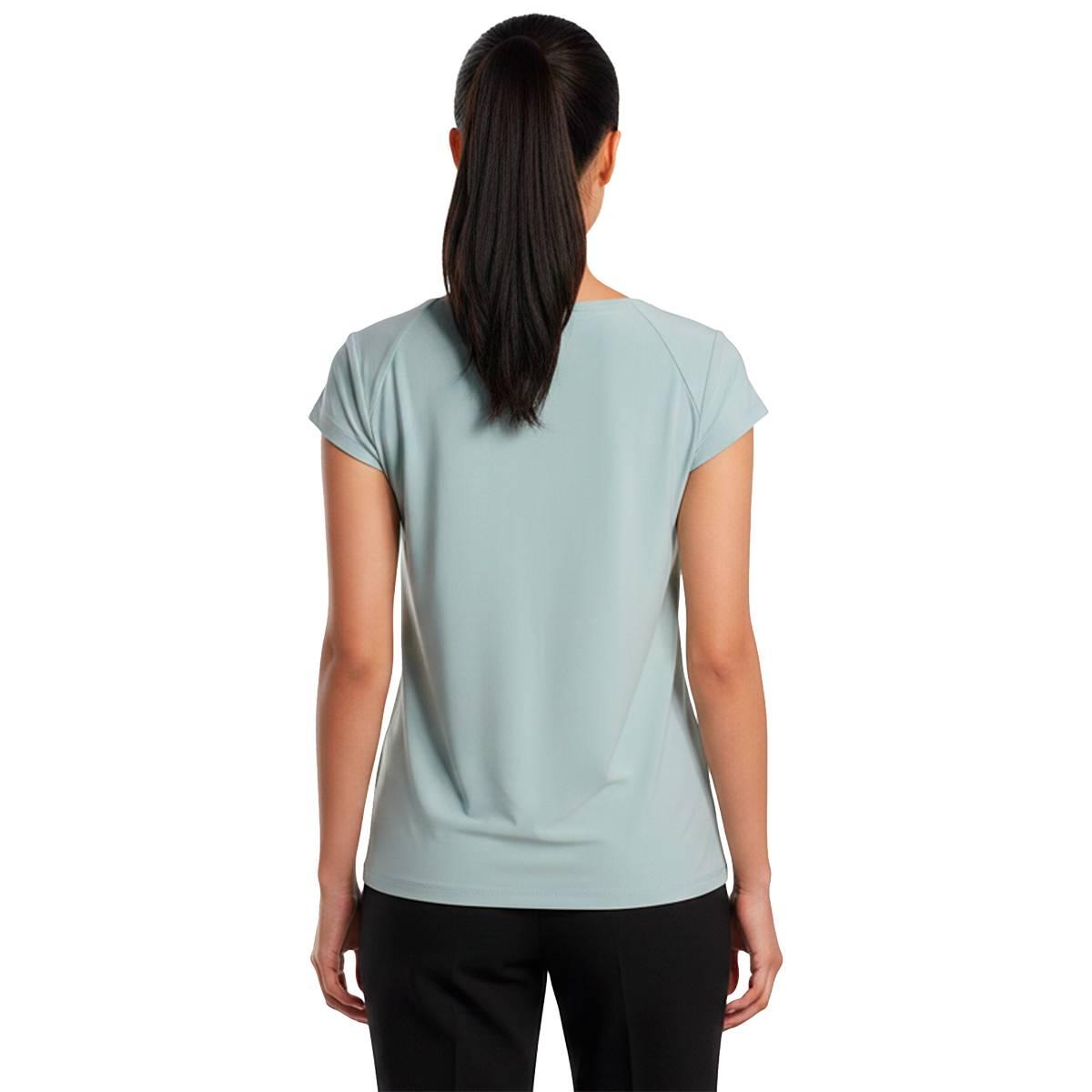Womens Kasper Cap Sleeve Cowl Neck Solid Blouse
