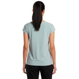 Womens Kasper Cap Sleeve Cowl Neck Solid Blouse