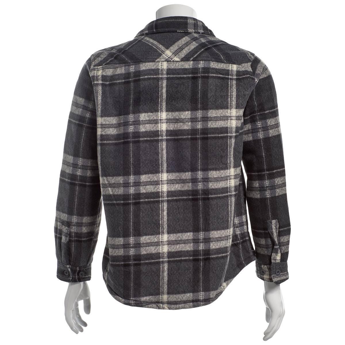 Mens Mountain Ridge Plaid Fleece CPO Jacket - Grey