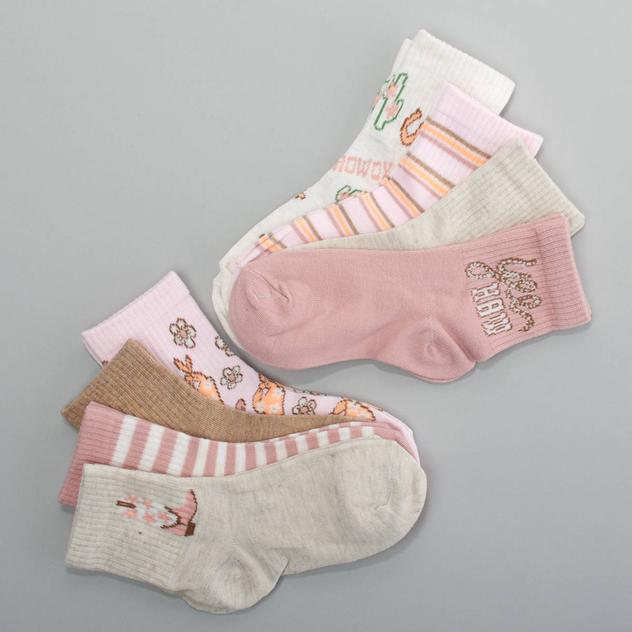 Girls Capelli® New York 8pk. Yeehaw Ribbed Quarter Socks