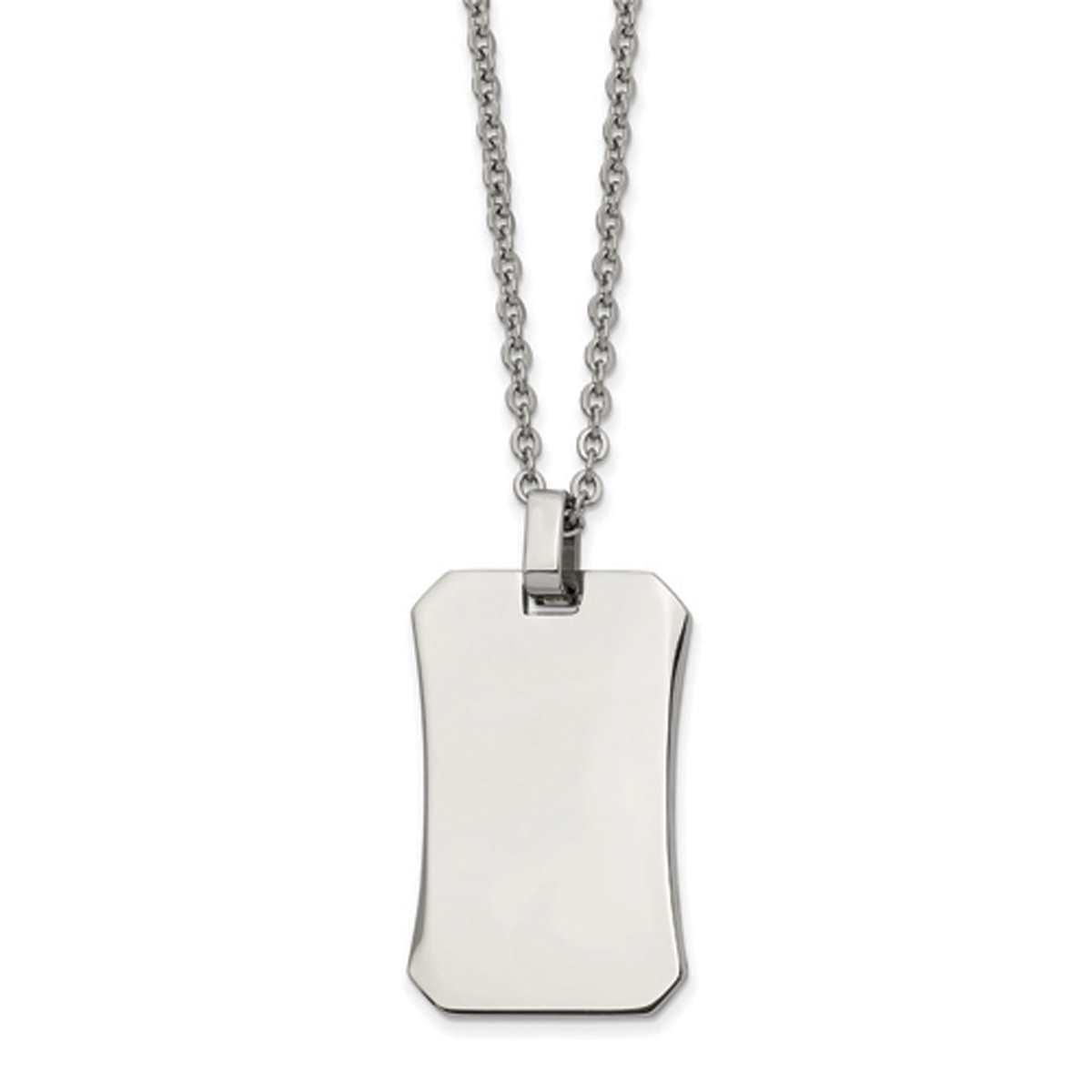 Mens Gentlemen's Classics(tm) Steel Curved Dog Tag Necklace