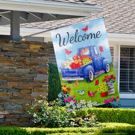 Northlight Seasonal Welcome Truck with Flowers Outdoor Flag