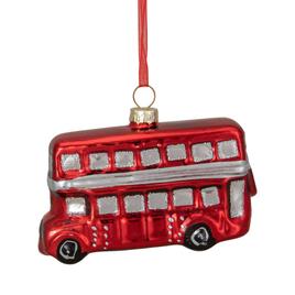 Northlight Seasonal Double Decker Bus Glass Christmas Ornament