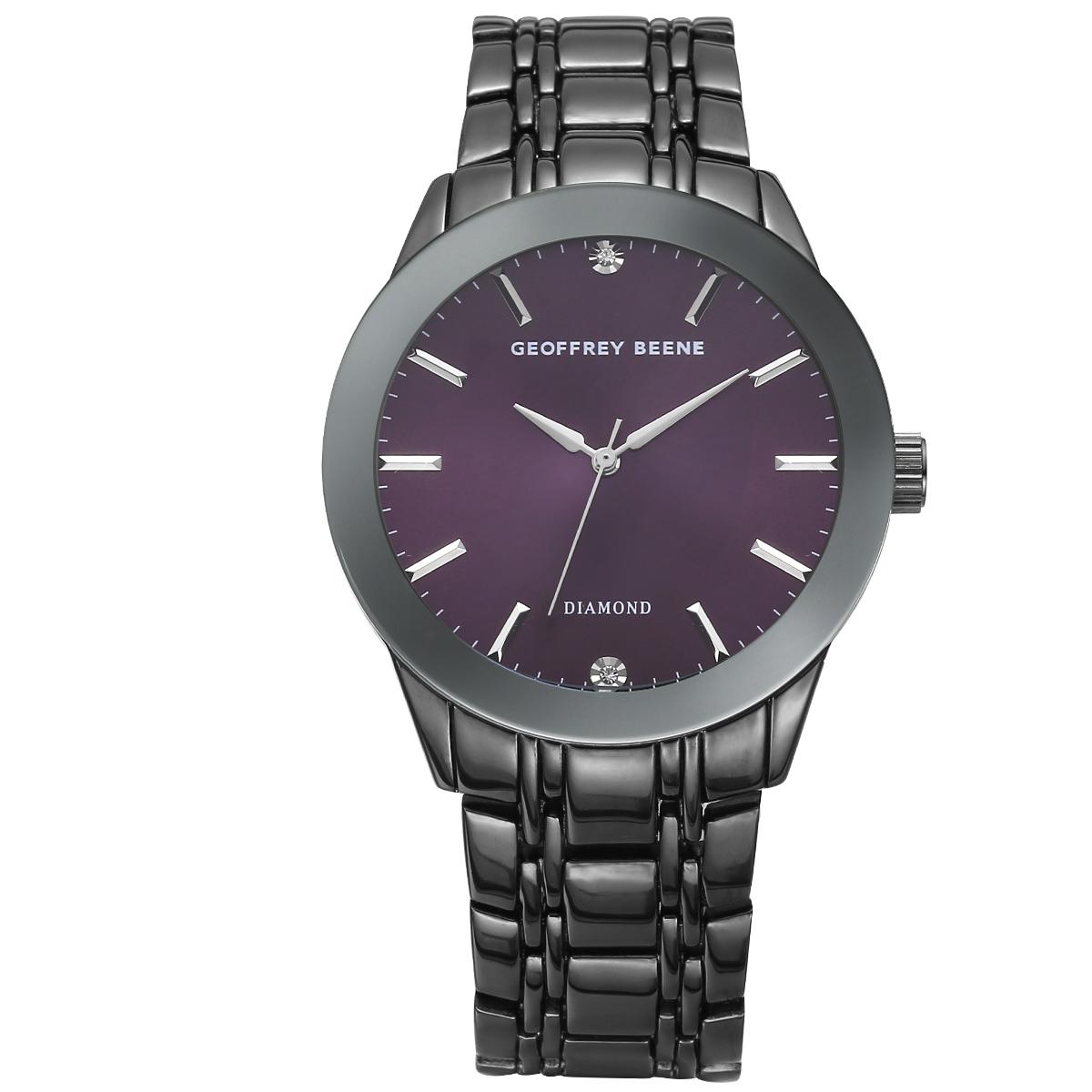 Mens Geoffrey Beene Gunmetal-Tone Diamond Dial Watch - GBA0028GU