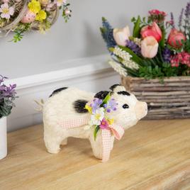 Northlight Seasonal Piglet w/ Bow & Flowers Spring Figurine