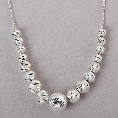 Designs by FMC Sterling Silver Graduated Diamond Cut Necklace