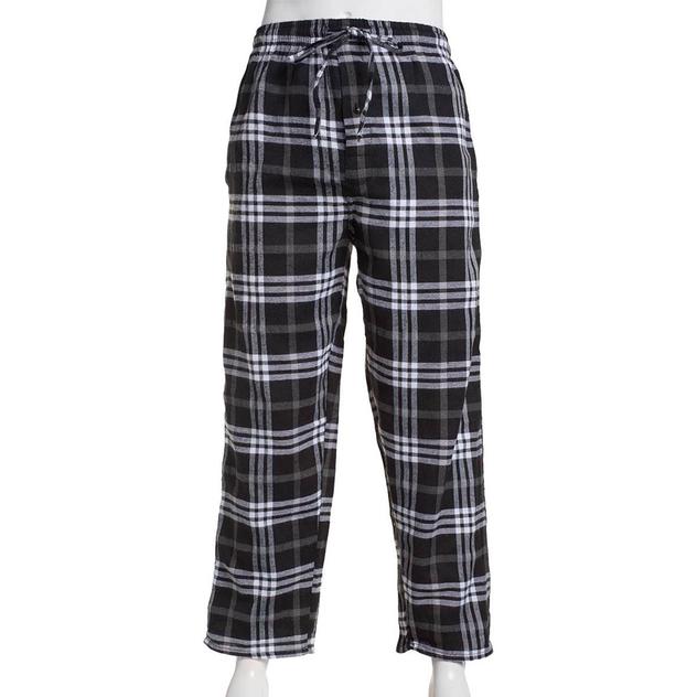 Mens Architect® Rolled Plaid Flannel Pajama Pants - Black/White