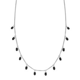 Gemminded Sterling Silver Oval Black Onyx Necklace
