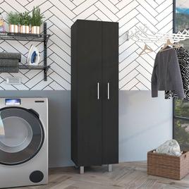 FM FURNITURE Norway Black Broom Closet Pantry