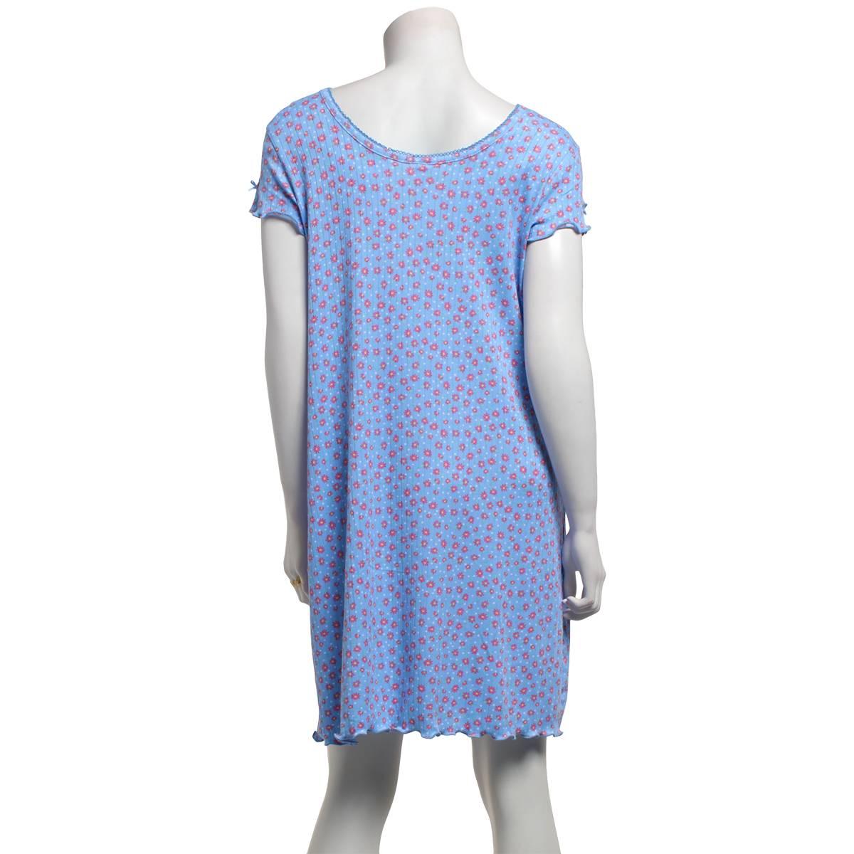 Womens Charmour Short Sleeve Daisy Scoop Neck Nightshirt