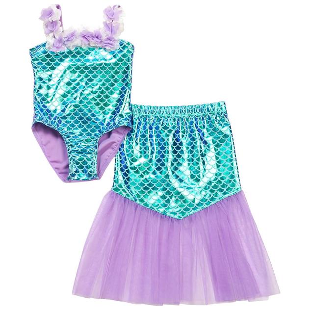 Toddler Girl Floatimini® Mermaid & Floral Foil One Piece Swimsuit