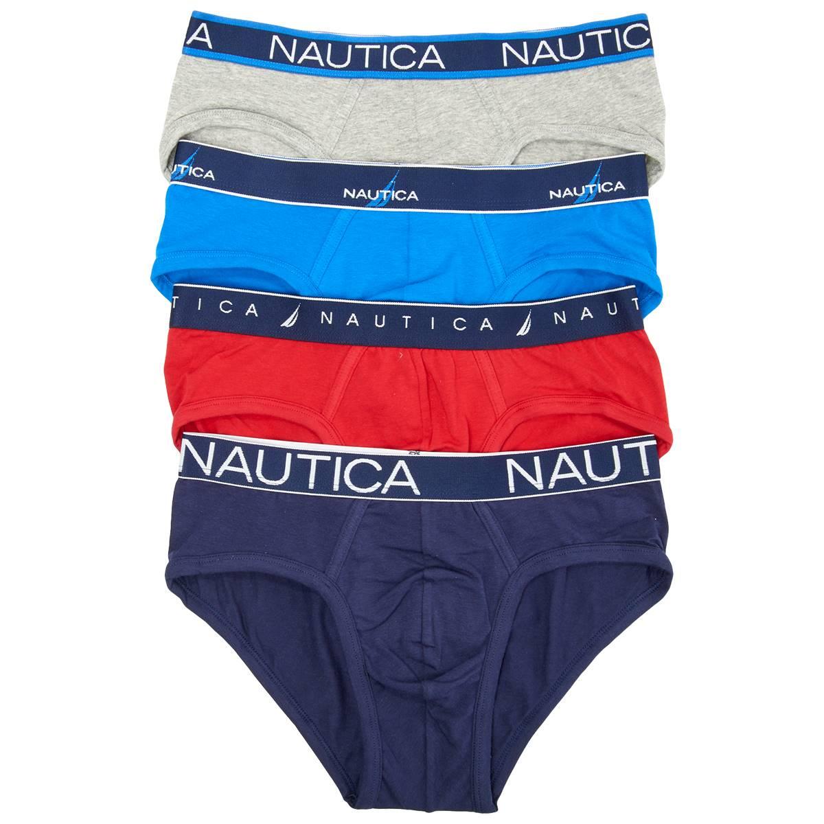 Mens Nautica 4pk Cotton/Stretch Brief - Navy/Blue/Red