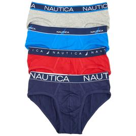 Mens Nautica 4pk Cotton/Stretch Brief - Navy/Blue/Red