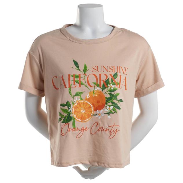 Juniors No Comment Citrus Blossoms Boxy Graphic Tee
