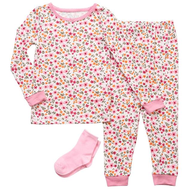 Toddler Girl Sleep On It® Floral Tight Fit Pajamas with Socks