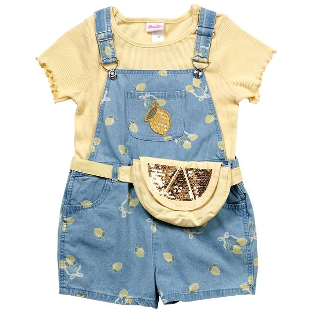 Girls (7-12) Little Lass® Ribbed Top & Lemon Jumper w/ Belt Bag