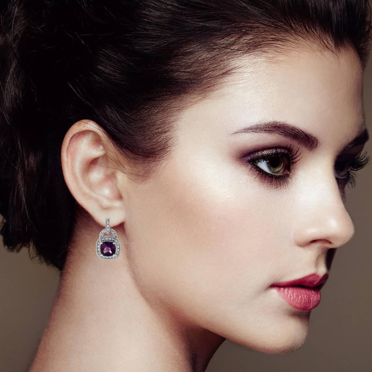 Haus of Brilliance Amethyst and Diamond Halo Earrings
